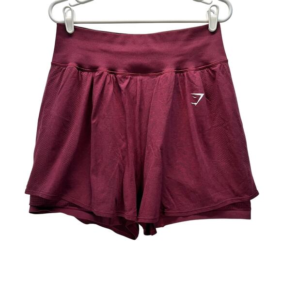 Gymshark VITAL SEAMLESS 2.0 2-IN-1 SHORTS Size XLarge Baked Maroon Marl - Picture 1 of 8